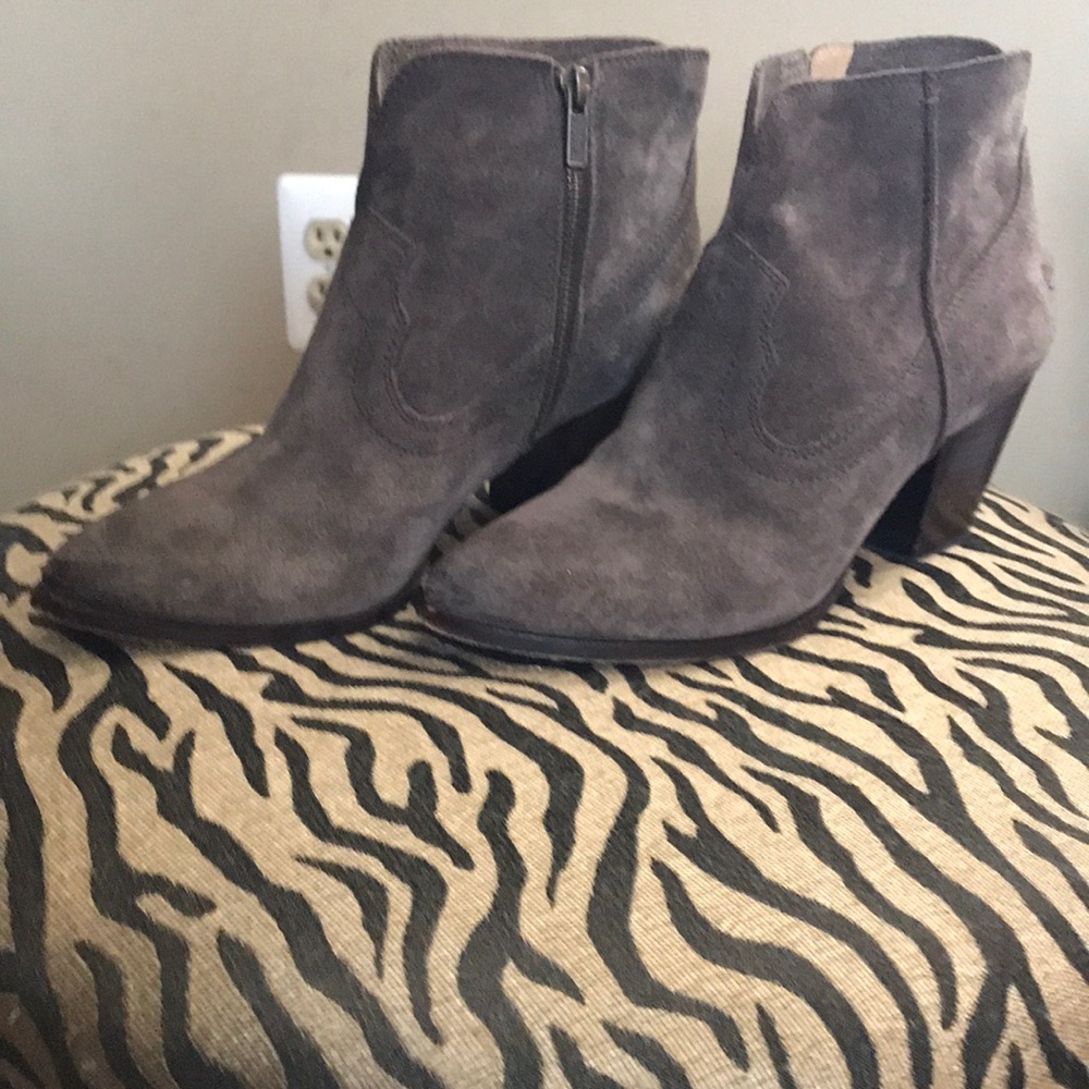 Frye Gray Suede Ankle Booties